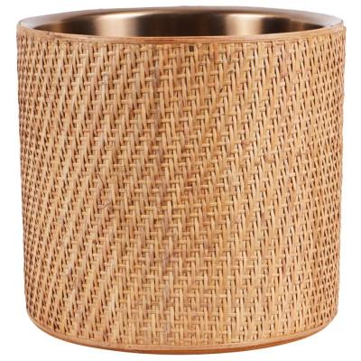 Rattan Antique Gold Wide Wine Cooler